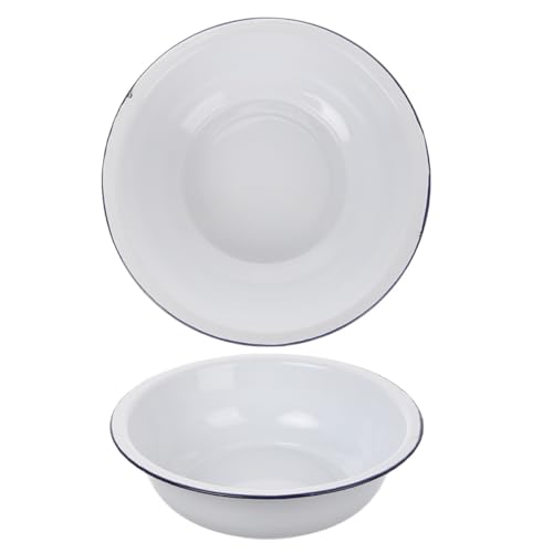 Set de 2 tazones esmaltados blancos de 30 y 32 cm miniatura 1