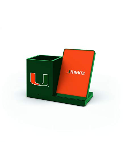 SOAR NCAA Wireless Cell Phone Charging Stand and Desktop Organizer, Miami Hurricanes