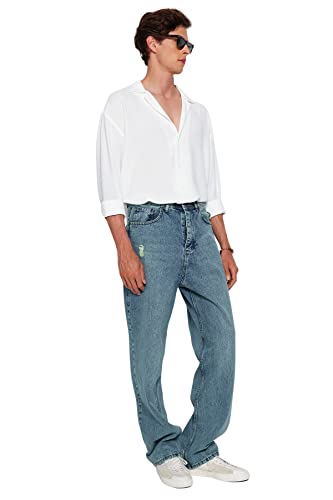 Jean taille haute à jambe large homme pour un look urbain et décontracté
