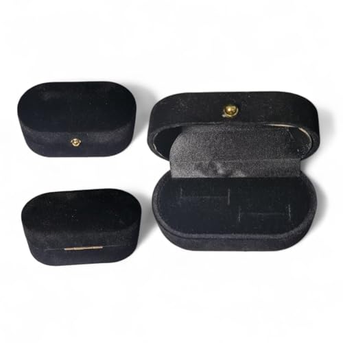 Caixa Alianças Veludo Vermelho Caixinha Estojo Porta Joias (Preto)