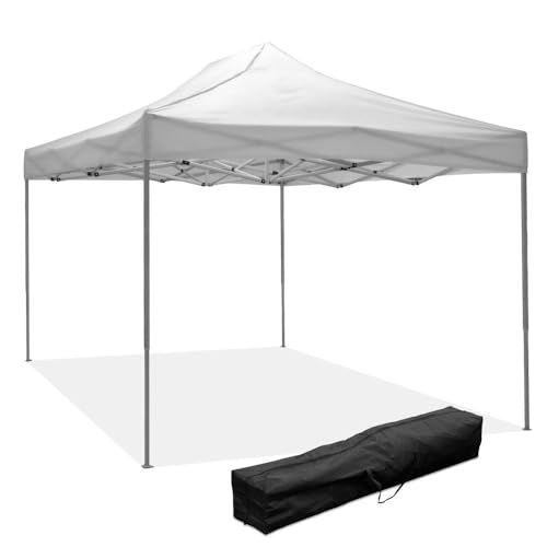 Tonnelle refermable 2,9 x 4,3 m pliante avec toile en PVC blanc imperméable