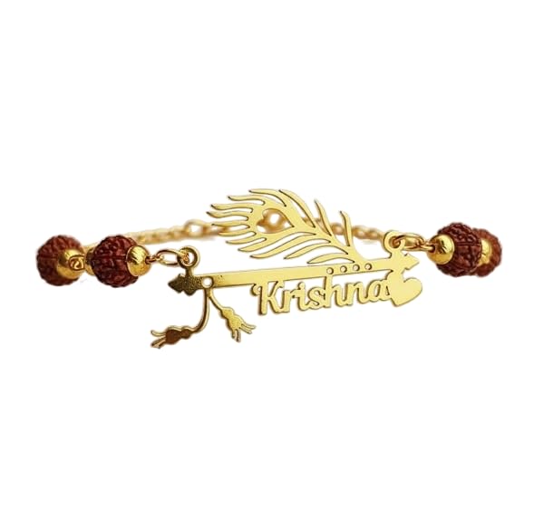 Personalized Mor Pankh Name Rakhi with Your Own Name or Any Name Handcarved Brass Made Gift - 1 piece Rakhi (CHQ IMAGE FOR HOW TO ADD YOUR NAME)�-image-13