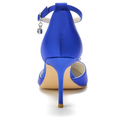 Women's Closed Toe Rhinstone Brooch Wedding Low Heel Bridal Shoes for Women Satin Dress Pumps4