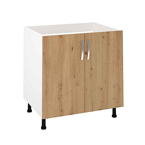 HOGAR24 ES - Mueble Bajo Fregadero 2 Puertas Color Roble Albar, Medidas: 85 x 80 x 58 cm