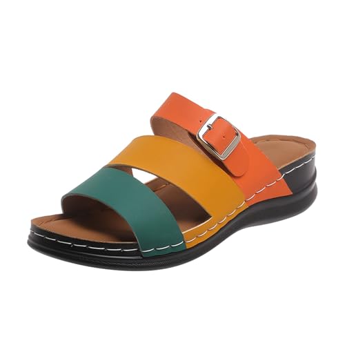 Chanclas de Playa para Mujer Zapatillas de Ducha Zapatillas Abiertas en Color Coordinado para Mujeres Calzado Cómodo y a la Moda Ideal para Días de Verano