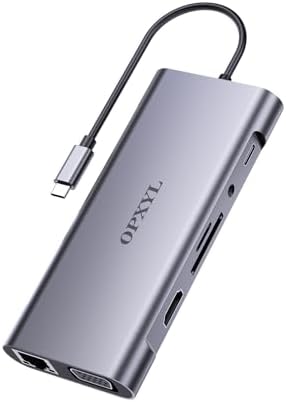 OPXYL 11-in-1 USB C Hub Multiport Adapter, USB C Docking Station with 4K HDMI, VGA 1080P, 100W PD, Ethernet, SD/TF, Audio, USB 3.0 Port, Laptop Dock for MacBook Pro/Air, iPad, Windows — view 7