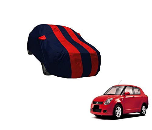 Image of Auto Hub Car Cover Compatible with Maruti Swift Dzire (Model : 2008-2016) with Weather Proof, Mirror Pocket, Triple Stitched, Swift Dzire Car Cover- Navy-Red