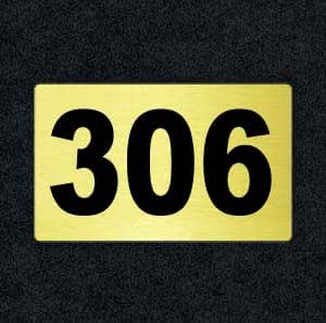 Number Plate 306 Room, Hotel, Hospital, Gold Acrylic Background with ...