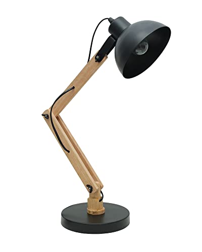 Image of Homesake Wood Study Lamp, Desk Lamp, Swing Arm Desk Lamps, Adjustable, Study Table Lamp, Reading Lamp for Home, Desk Lamp for Study, Table Lamp for Study Room, Office, Multi-Joint, Black Finish
