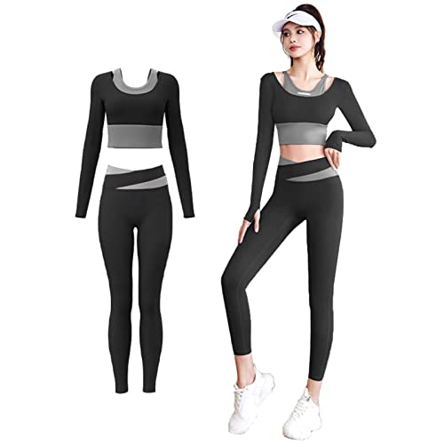 AXH Vêtements de Yoga de Printemps et d'automne avec Coussin de Poitrine pour Femme, Tops de Sport à séchage Rapide Vêtements de Gymnastique d'entraînement Pilates Cover