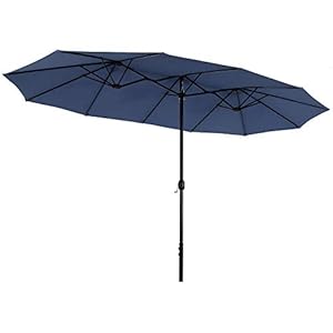 PHI VILLA 13 ft Outdoor Patio Umbrella, Large Rectangular Double Sided Market Table Twin Umbrellas with Crank Handle for Deck Pool