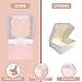 PFAMKEER 25pcs Pink Small Cake Box,4x4x2.5 Inch Bakery Boxes with Window,gift boxes bulk for Mini Cake Pastry Dessert Strawberries Chocolates Cupcakes with Stickers