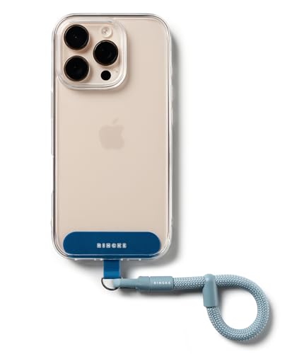 Ringke Holder Link Flow Finger Ring Correa de Muñeca, Encanto Ajustable, Ligero y Suave con Lengüeta para Sujetar al Teléfono, Artículos Esenciales de Viaje para Mujeres y Hombres - Urban Blue
