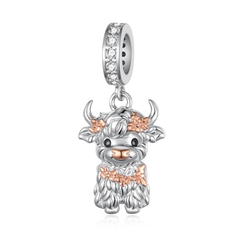 Highland Cow Charms for Bracelets 925 Sterling Silver Cow Charms Cute Bracelets Jewelry Gifts for Women