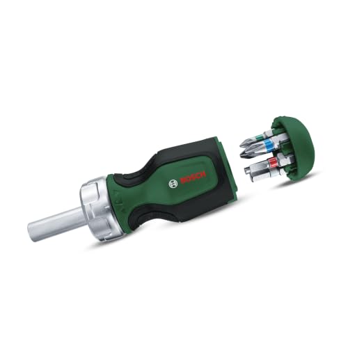 Stubby Ratchet Screwdriver with 6 Bits