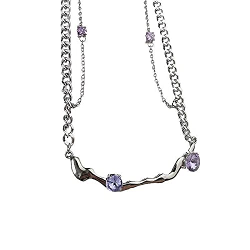 Collier cristal violet de style royal design branches géométriques épurées