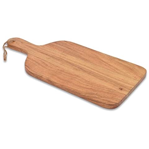 Samhita Acacia Wood Paddle Cutting Boards with Handle for Kitchen, Cheese, and Food Serving Tray, Charcuterie Boards Cover
