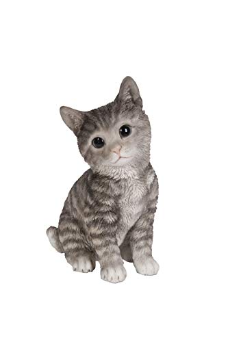 Figura Estatua Gato Gris Sentado Cabeza Inclinada miniatura 3