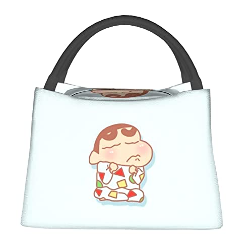 クレヨンしんちゃん 再利用可能なランチバッグコンパクトなランチボックス断熱バッグ断熱バッグファッションキャリングバッグコールドバッグソフトアイスバッグトートバッグ再利用可能なバッグ通勤学校ユニセックス/キッズトートバッグランチバッグ