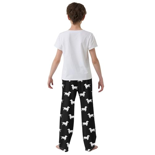Boys' Pants Dachshund Cute Sausage Dog Black White Long Bottoms Jogger Pants Elastic Waist Trousers with Pockets S-XL3