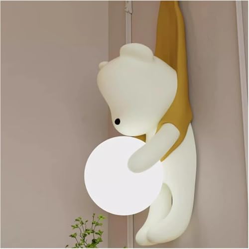 Decor chronicle Hanging Bear Wall Light with Glowing Globe Lamp | Cute Kids Bedroom Night Lamp, Cartoon Resin Wall Light for Playroom, Study Corner & Home Décor, Ambient Lighting for Indoor Use