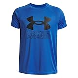 Under Armour Boys' Tech Hybrid Print Short Sleeve T Shirt, (402) Blue Atlantis / / Serpentine, X-Large