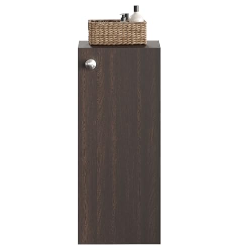 Image of FURNEASER Marbin Modern Engineered Wood Bathroom Storage Cabinet with Door | Wall Mount Utility Organizer for Wash Area, Living Room & Bedroom | Space Saving Multipurpose Unit (Wenge)