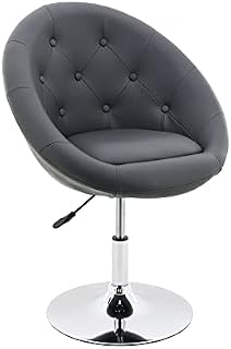 HNNHOME Abbey Home Living Room Dining Lounge Height Adjustable Swivel Bar Stool Leisure Salon Chair (Grey, Faux Leather)