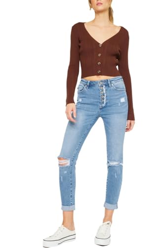 SALT TREE Kancan - Women's High Rise Mom Jeans - KC8580L-NV