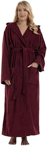 Arus Women's Pacific Hooded Turkish Cotton Bath Robe with Full Length Options