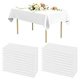 LDHHYH 20 manteles desechables color blanco, 137 x 274 cm, manteles de plástico desechables, impermeables, rectangulares, manteles impermeables para cumpleaños, fiestas, bodas, Navidad