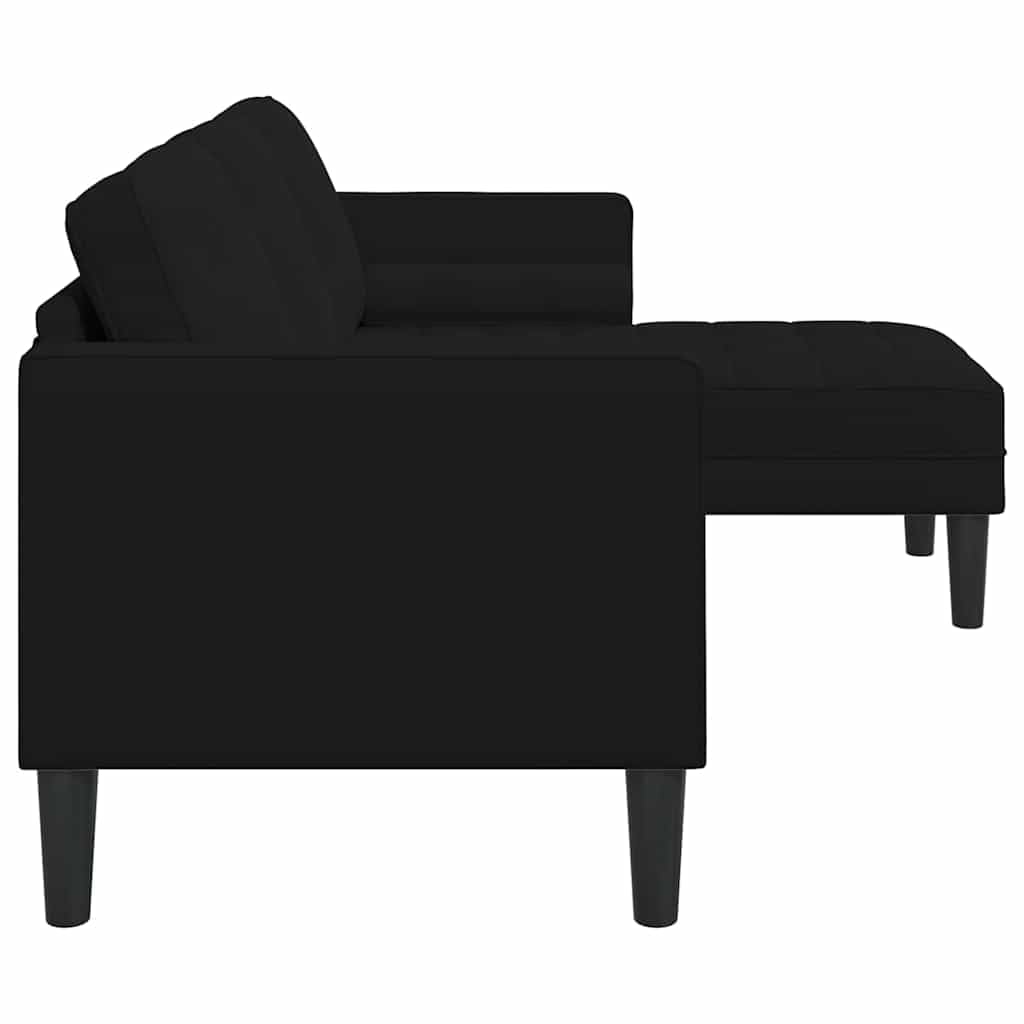 Zestaw sofy z poduszkami, czarny poliester, 173 x 131 x 67 cm, 3-osobowa sofa narożna modułowa z aksamitnymi podłokietnikami, trwały zestaw tapicerowany do salonu, salonu i pokoju