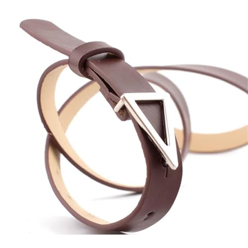 Narrow Leather Belt Women Waistbands Silver Triangle Snap Buckle Belt Ladies Wild Decoration Band2