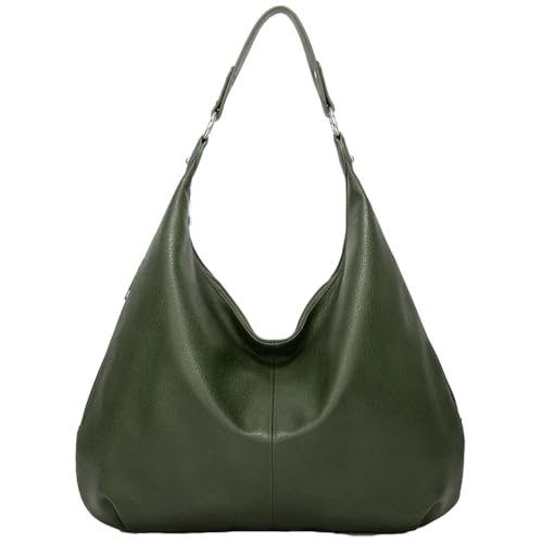 Bolso de hombro mujeres con bolsillo con bolsillo PU de cuero PU bolso bolso de luna sólida para viajar por trabajo (verde)
