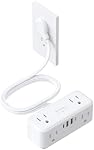 TROND Surge Protector Power Bar with PD 20W USB C, 6 Multiple Outlet 5ft | 900J Desktop Power Bar, Small Flat Plug Extension Cord Indoor, Wall Mount for Dorm Room Home Office Essentials, White