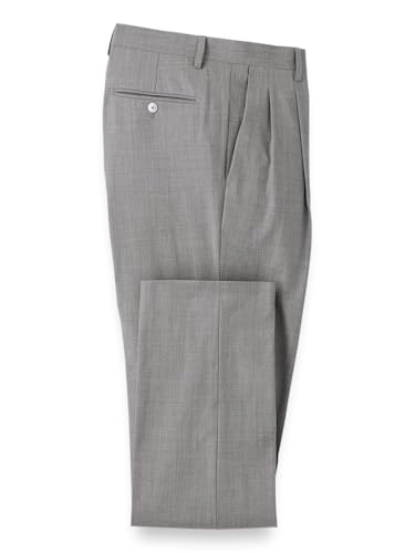 Paul Fredrick Men's Wool Stretch Bengaline Pleated Suit Pants