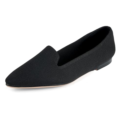 MUSSHOE Flats Shoes for Women Slip on Ballet Flats Dress Shoes Knit Flats Pointed Toe Flat Shoes for Women Comfortable Dressy Women Shoes