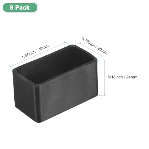 Image of M METERXITY 8-Pack Rectangle Chair Leg Caps, 0.78 x 1.57 (20 x 40mm) PVC Chair Leg Floor Protectors for Chairs /Table /Bed, Furniture Feet Covers Cups Non-Slip End Tips