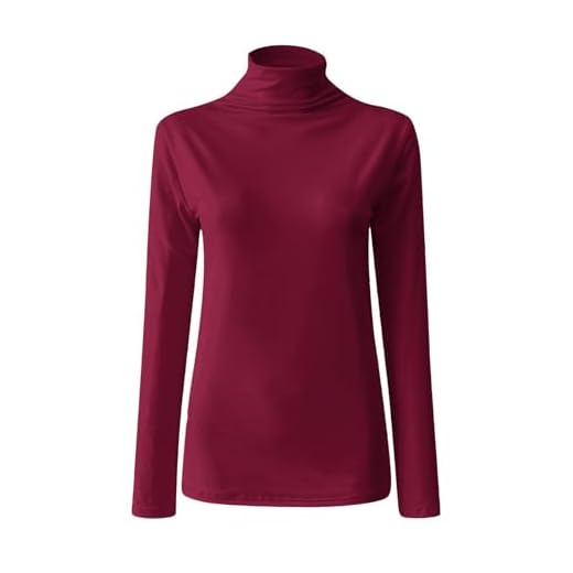 Winter Tops Women's Casual Solid Long Sleeve Turtleneck Sweater Top Winter Sweater Women Red