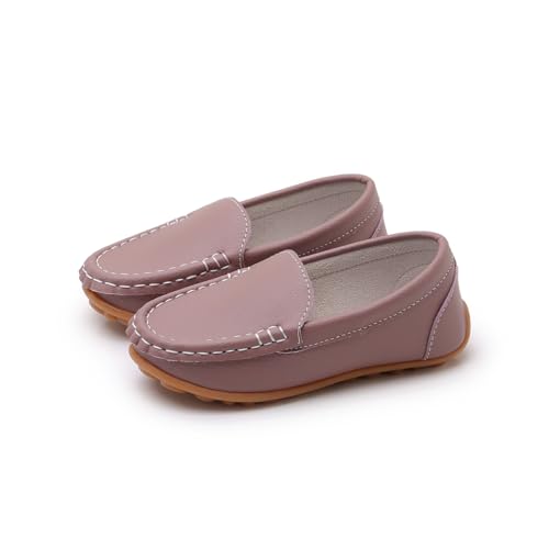 Image of SOFMUO Boys Girls Leather Loafers Slip-On Oxford Flats Boat Dress Schooling Daily Walking Shoes(Toddler /Little Kids)