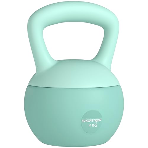 SPORTNOW Pesa Rusa 4 kg, Soft Kettlebell Relleno de Arena Metálica y Mango Antideslizante, para Entrenamiento Culturismo en Casa, Gimnasio, Verde