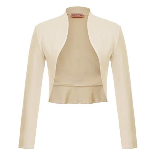 Bolero Elegante Mujer Fiesta Torera Talla Grande Mangas Largas Joven Chaqueta Corta Boda Formal S
