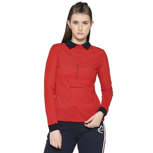 Image of Being Human Blue Slim Fit Polo Collar Short Sleeves Cotton Women's T-Shirt Clothing