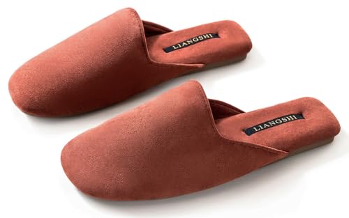 URAWOW Velvet Mules for Women Men High Class Closed-Toe Slippers Elegant House Shoes Indoor Outdoor