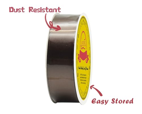 Image of Double Face Brown Satin Ribbon 7 /8 inch X 25 Yards Polyester Brown Ribbon for Gift Wrapping Very Suitable for Weddings Party Invitation Decorations and More