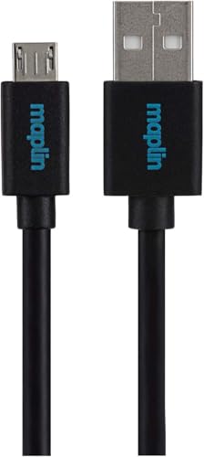 Image of Maplin USB-A to Micro USB-B Cable Black, 0.75m, Charging and Syncing, for Samsung Galaxy S7 S6 S5 J7 Edge Note 5, Huawei, Nexus, HTC, Sony, Kindle Fire, PS4 Controller, Cameras, Speakers etc