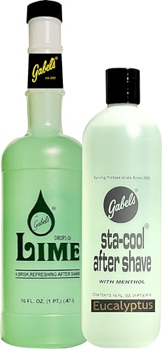 STA-COOL Gabel's Astringent Aftershave Eucalyptus with Menthol (16oz) and Drop of Lime Aftershave (16oz) Authentic Manufacturer Direct