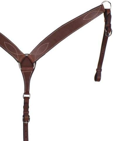 Showman Double Stitched Dark Brown Leather Breast Collar