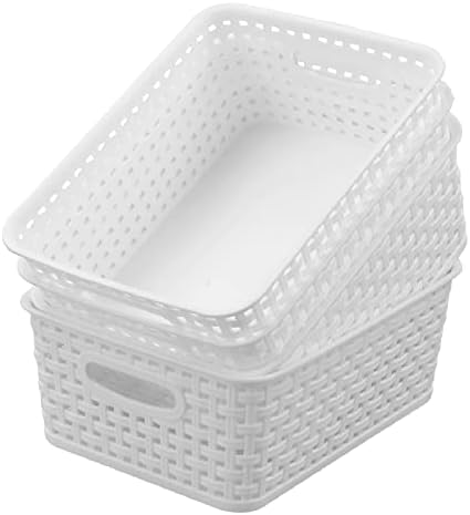 Jekiyo Plastic Storage Baskets, Pantry Organizing Bin, 4 Packs, F