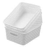 Jekiyo Plastic Storage Baskets, Pantry Organizing Bin, 4 Packs, F